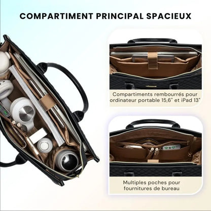 Sac Tote Laptop Premium - Étanche, Multi-poches & Pochette Offerte