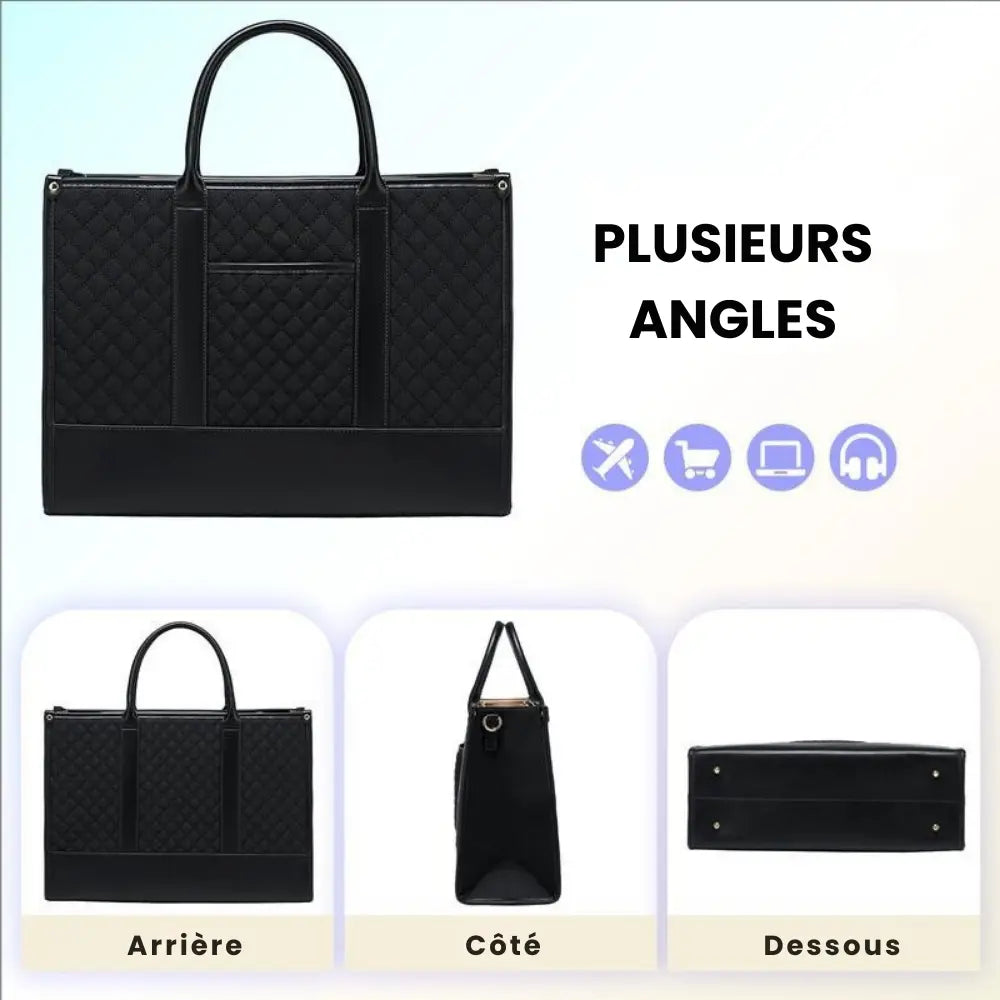 Sac Tote Laptop Premium - Étanche, Multi-poches & Pochette Offerte