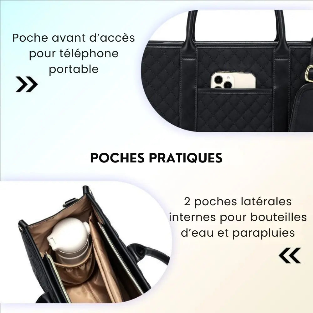 Sac Tote Laptop Premium - Étanche, Multi-poches & Pochette Offerte