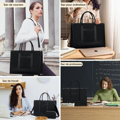 Sac Tote Laptop Premium - Étanche, Multi-poches & Pochette Offerte