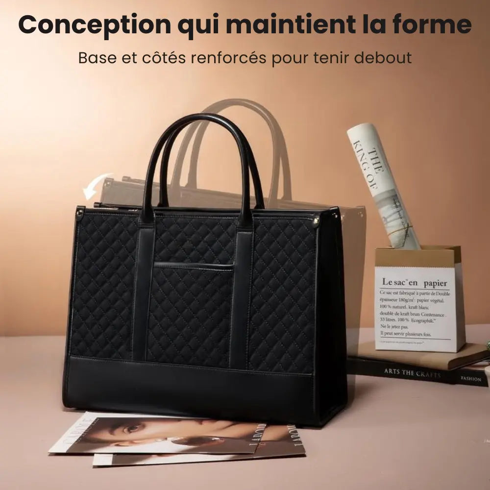 Sac Tote Laptop Premium - Étanche, Multi-poches & Pochette Offerte